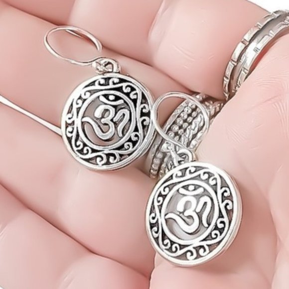 Mandala Disk Zen Mantra Earrings - Picture 1 of 7